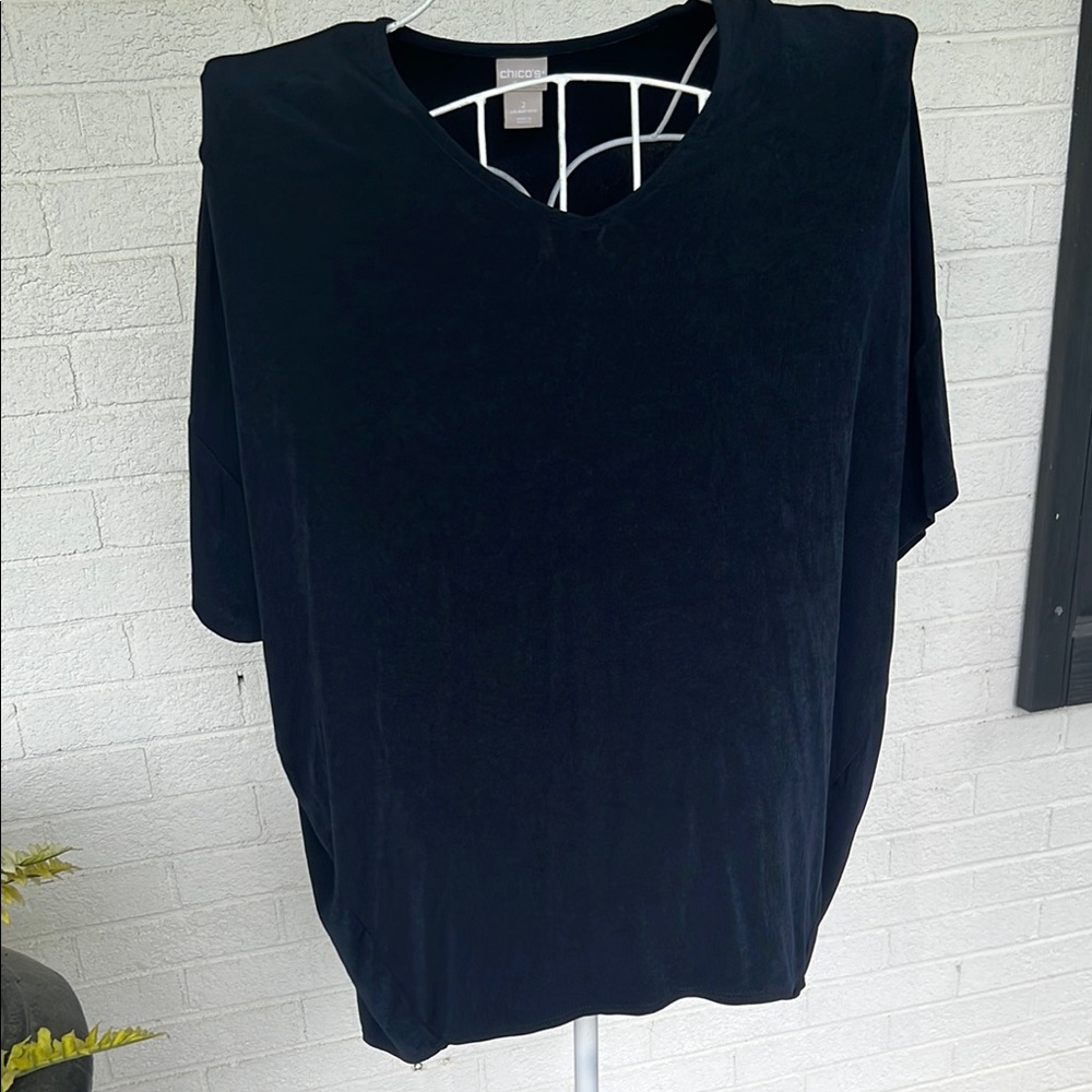 Chico's Navy Oversized Hi-lo Travelers blouse